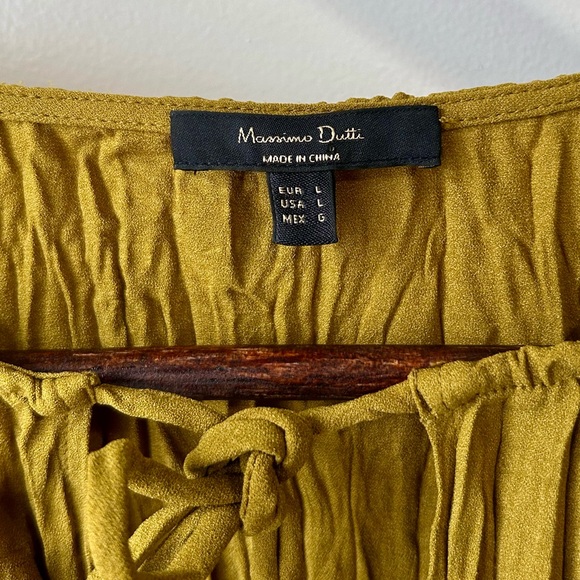 New Massimo Dutti Pleated Maxi Dress Green - Picture 7 of 13